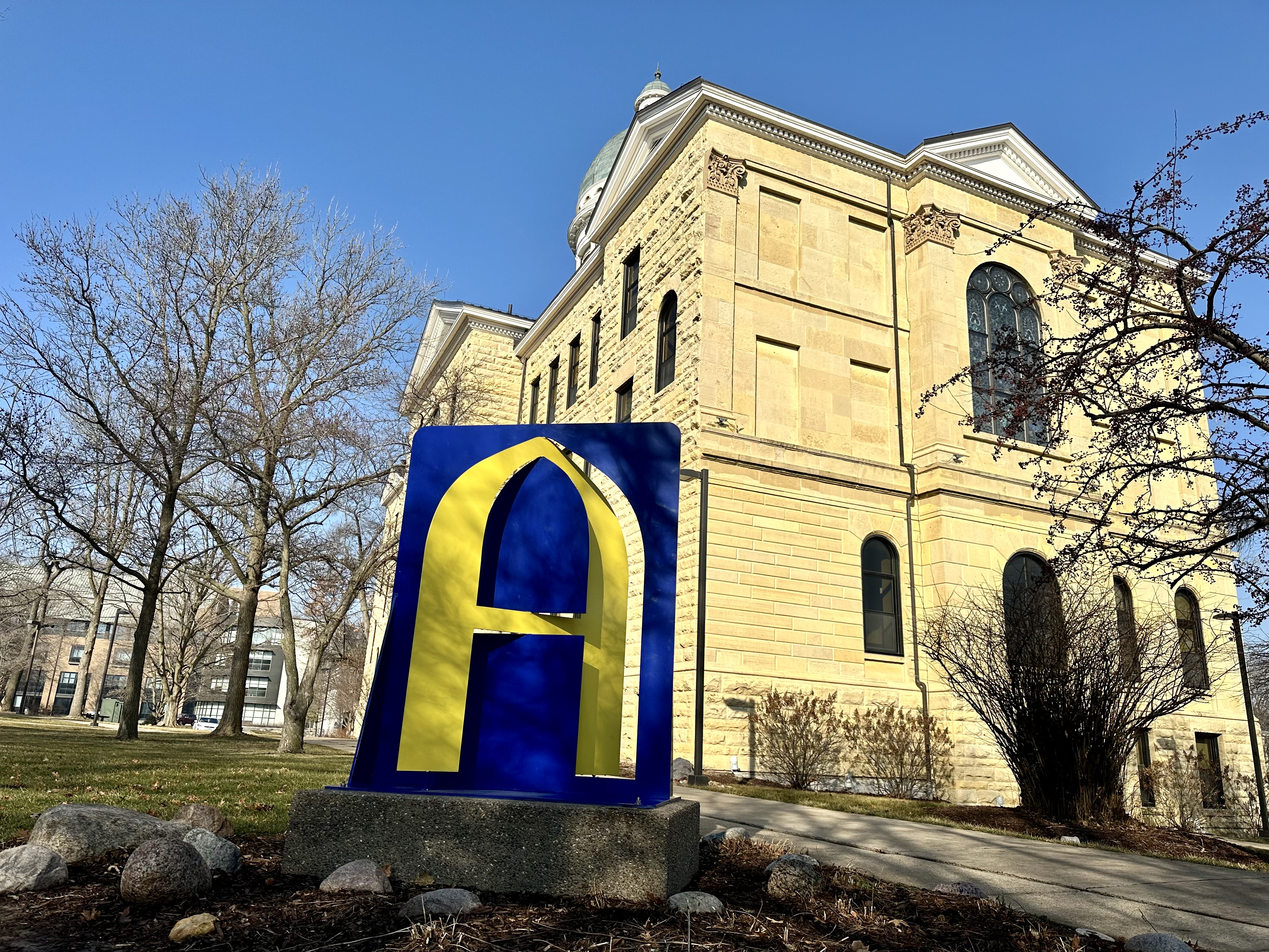 “A” Sculpture between Old Main and Brunner
