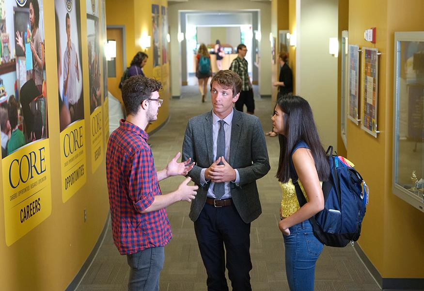 Talking in the hallway at CORE