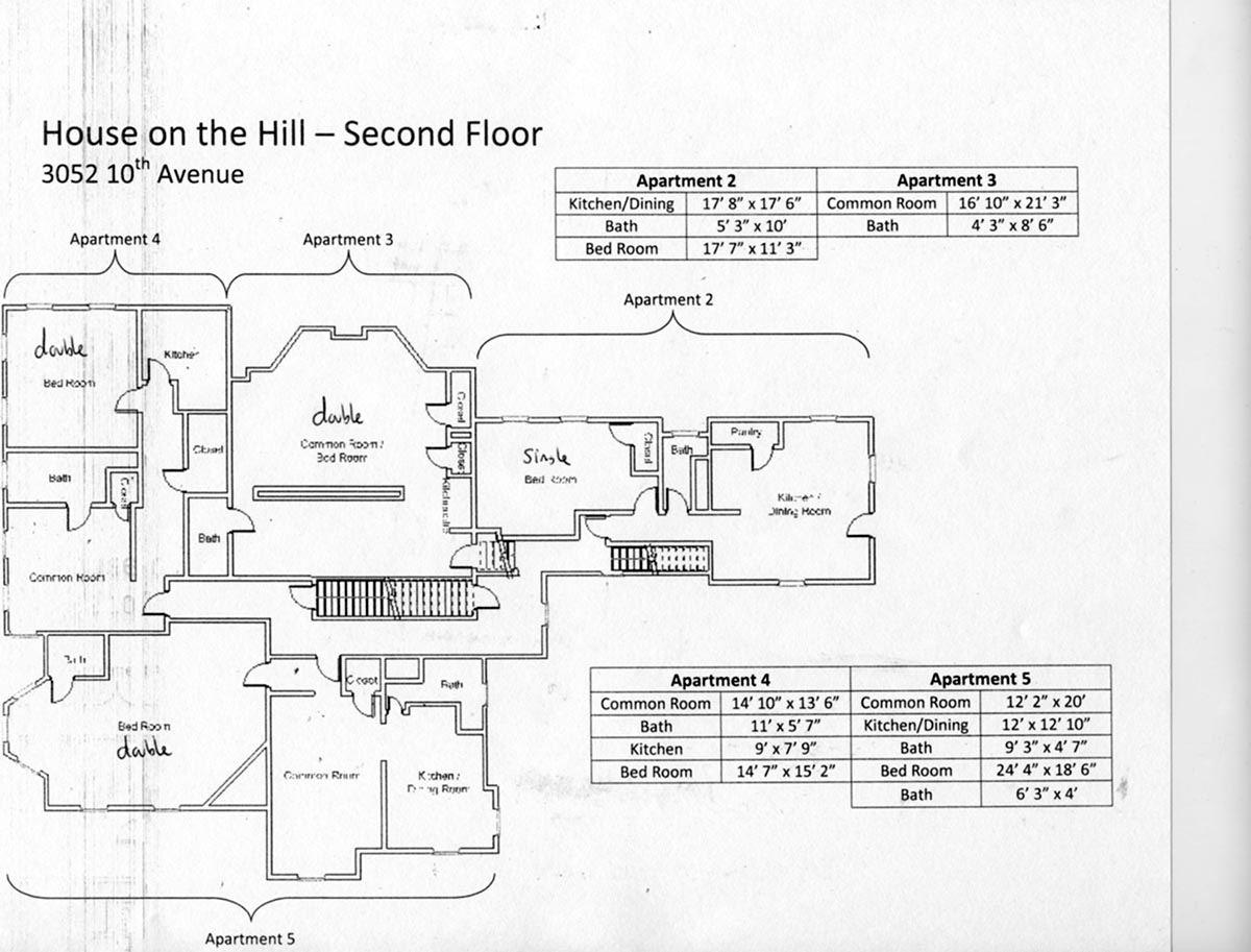 house on the hill apartments 2, 3, 4, and 5