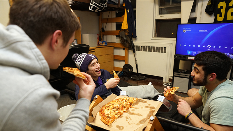 Roommates spending time together in Andreen Hall