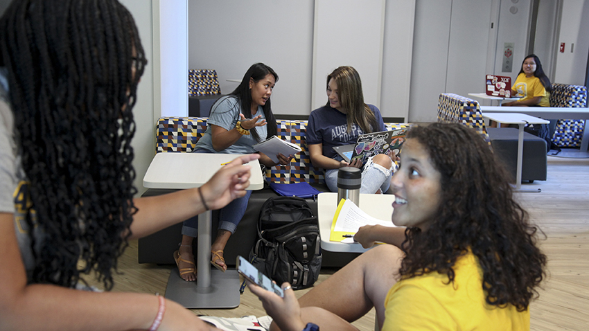 Students study in Hanson Hall of Science