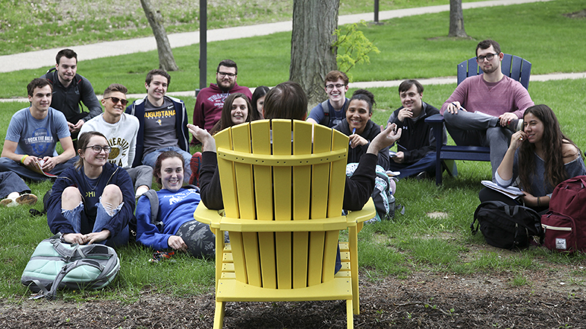 Students enjoying an outdoor class