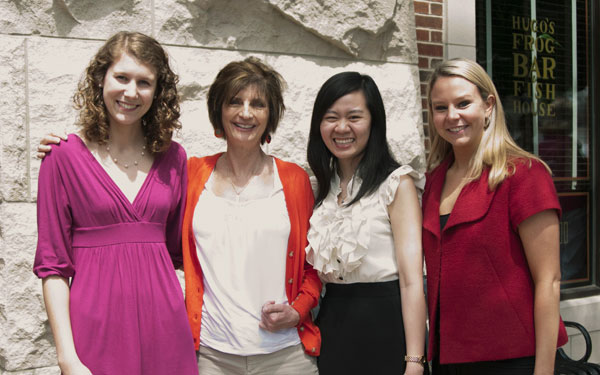 Hilary Timmerman '13, Brenda Czajka '75 Barnes, Ly Pham '12, and Courtney Grob '12