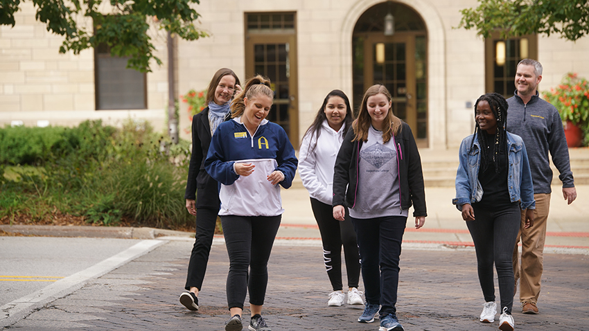 Students and parents on a campus tour