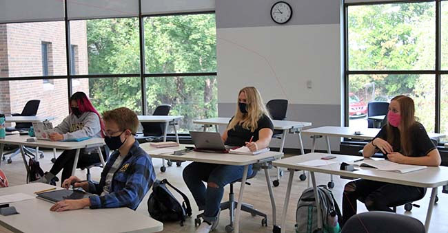 students in hanson hall