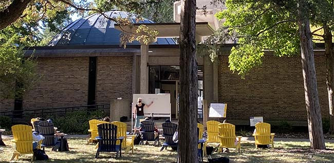 latin in front of planetarium