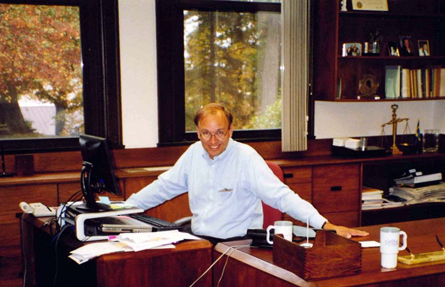 Steve Bahls at his desk, July 1, 2003.