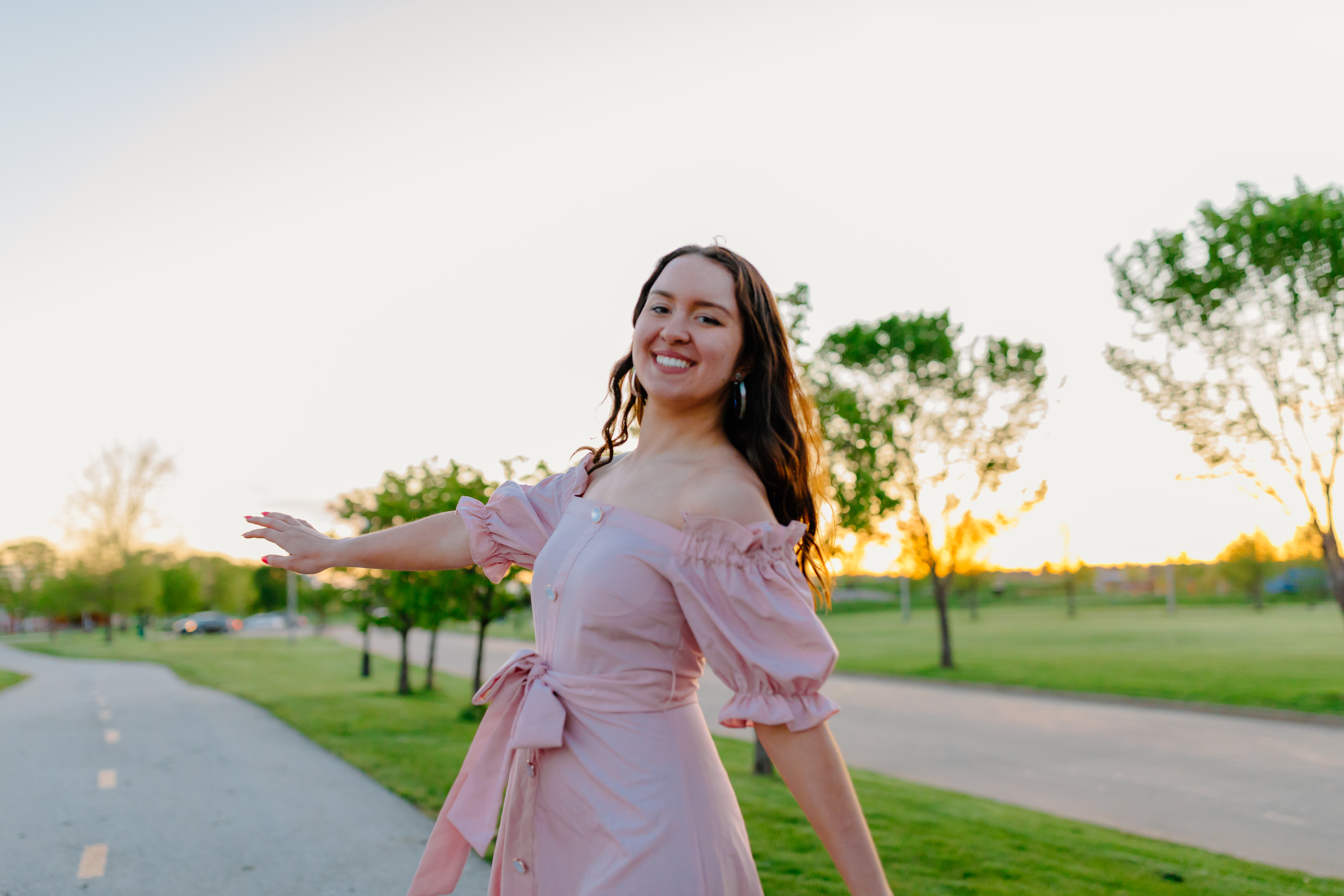 Bryn Gatz strolls along the Mississippi river front. 