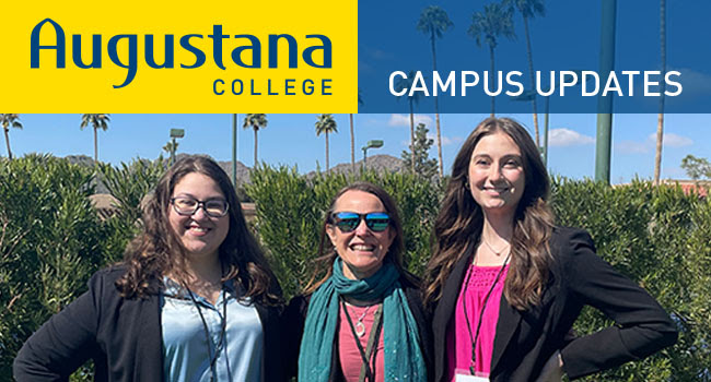 CSD students Amy Bramley '23, Dr. Ann Perreau and Ella Aldridge '23