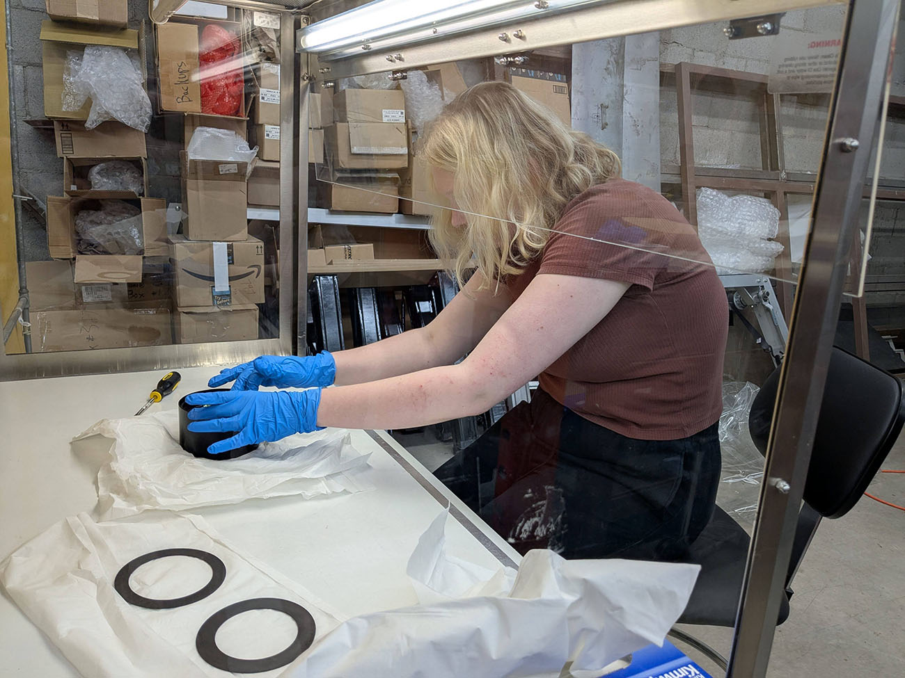 Emma Biskie in a lab