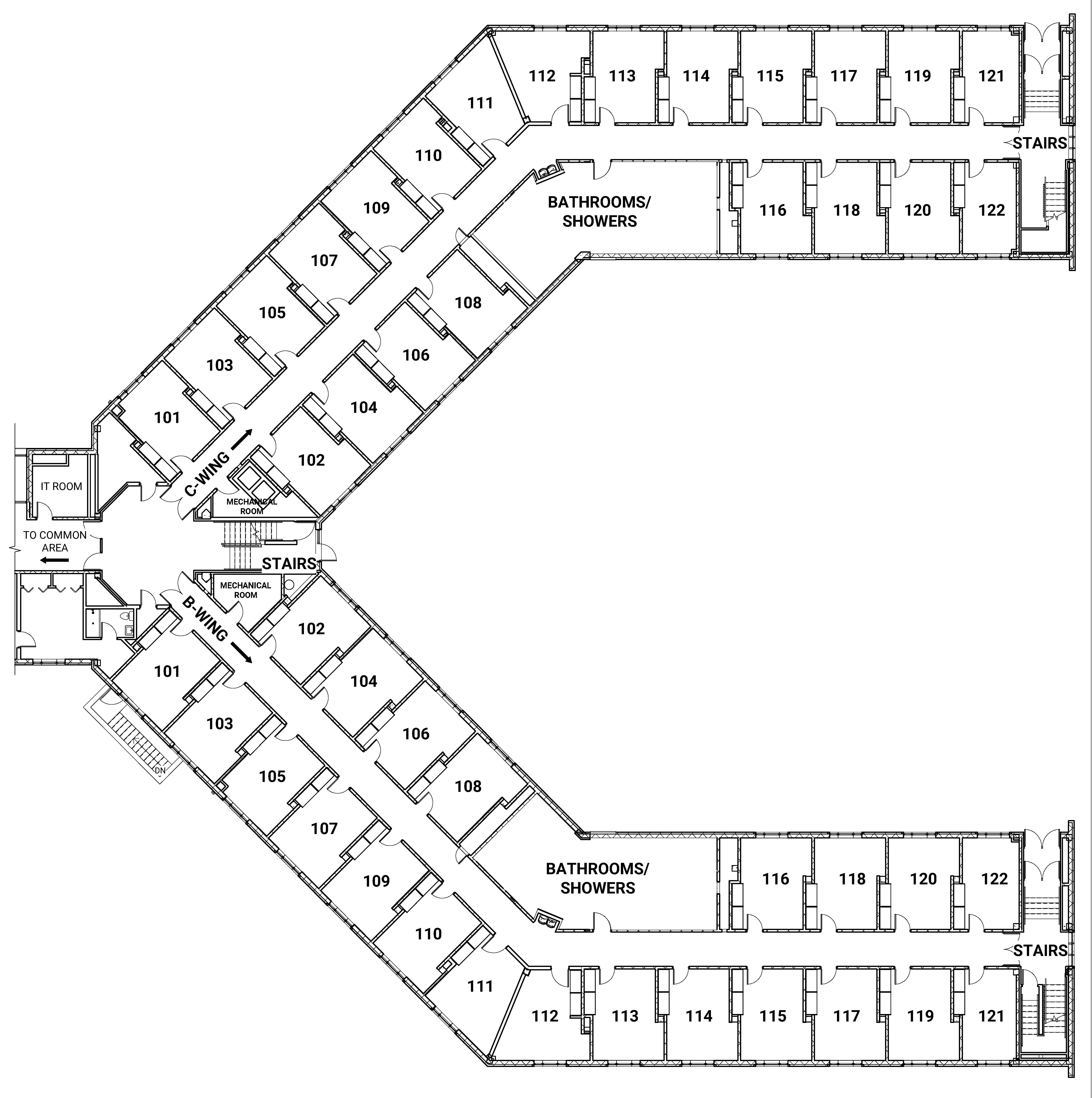 Erickson B and C wings, first floor