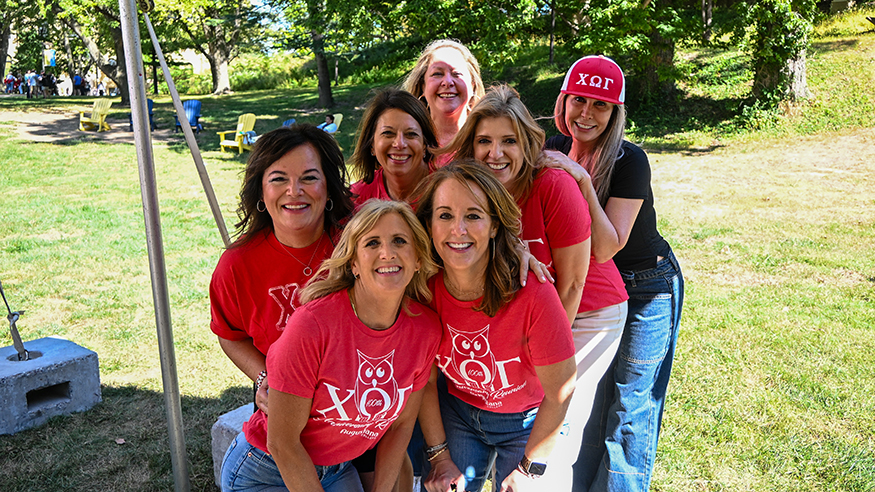 Members of Chi Omega Gamma posing