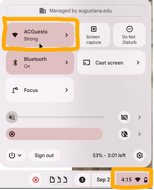 Step 10: Click on the menu at the bottom right and then click on the active wifi network.