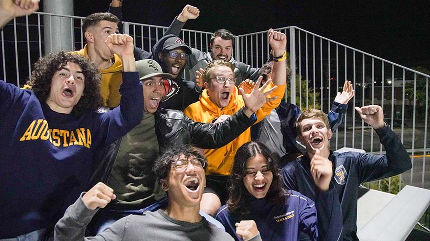 Students at a Vikings Football game.