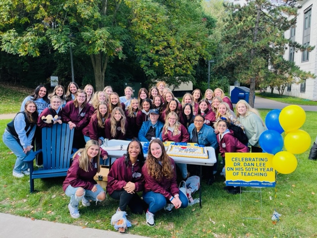 Dr. Dan Lee with Phi Rho sorority members