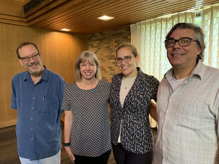 Katherine Beydler (second from right) with Augustana Classics faculty Emil Kramer, Kirsten Day, and Mischa Hooker.