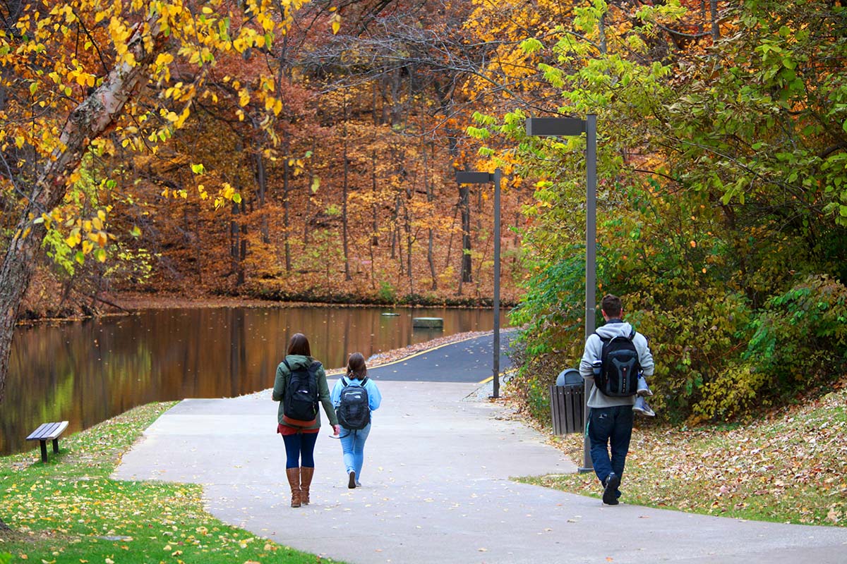 students on slough path