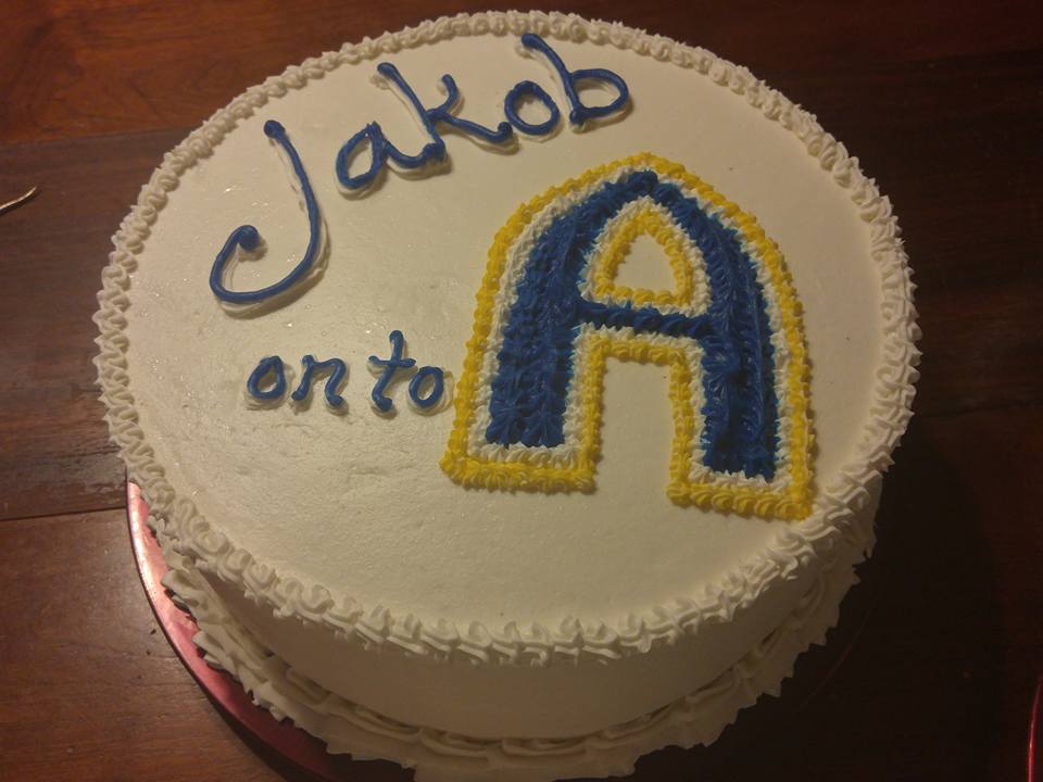 jakob on to augie cake