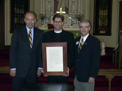 From left: Augustana-Rock Island President Steve Bahls, Rev. Mark Wilhelm of the ELCA and Rob Oliver, President of Augustana-Sioux Falls
