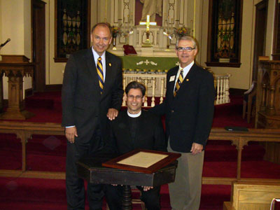 From left: Augustana-Rock Island President Steve Bahls, Rev. Mark Wilhelm of the ELCA and Rob Oliver, President of Augustana-Sioux Falls