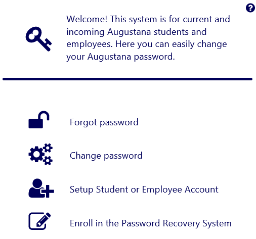 myaccount.augustana.edu window - Choose Setup Student Account