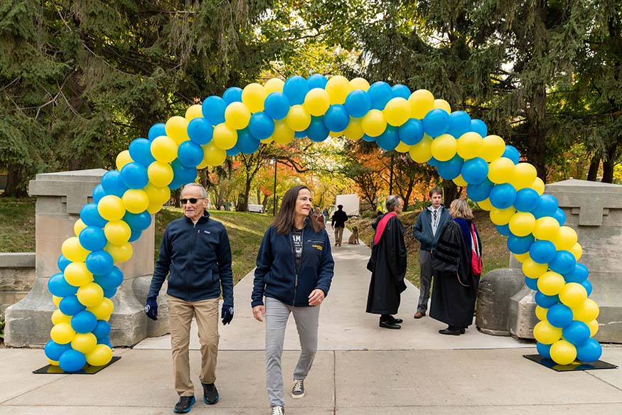 President Andrea Talentino and her friend Bill Dorfman