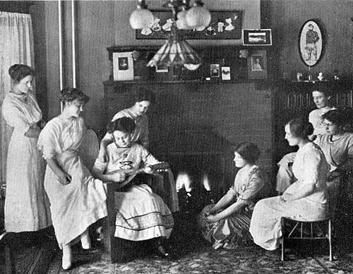 "Around the Fireplace," from the 1913 Rockety-I yearbook.