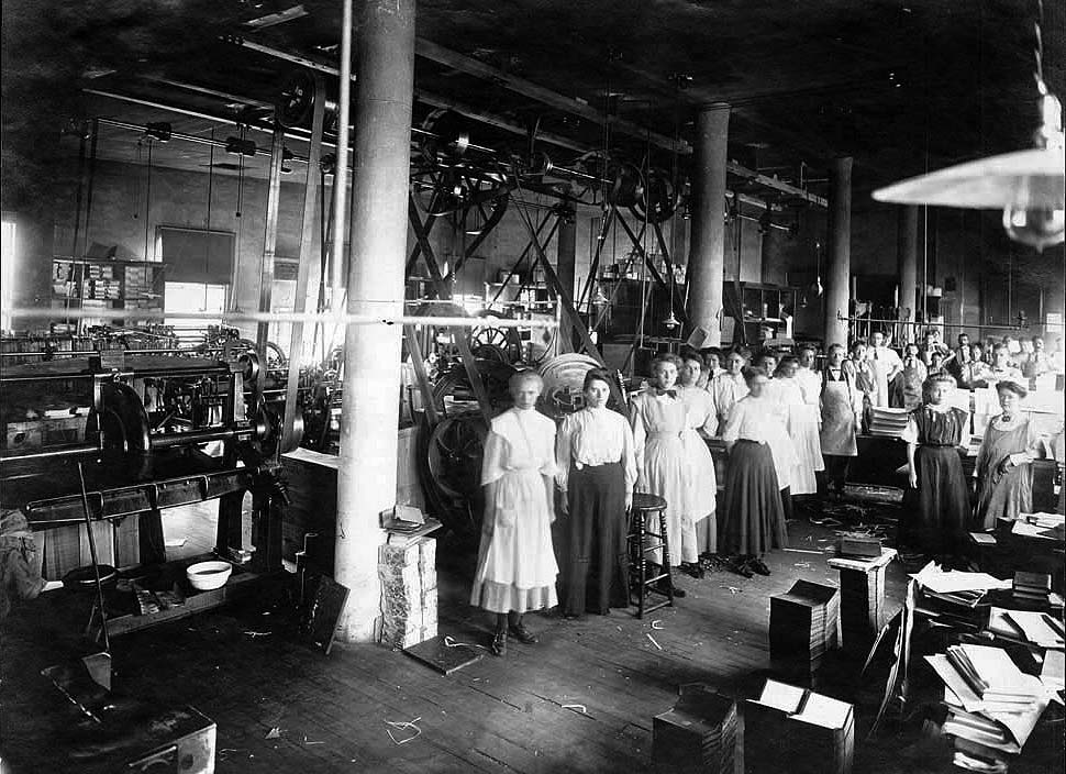 women workers in the binding room of the Book Concern in the 1930s
