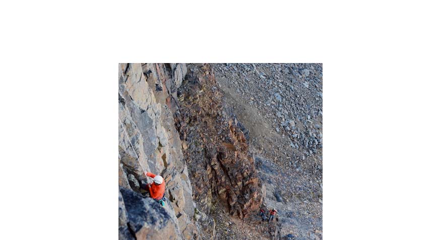 rapelling towards a peregrine nest