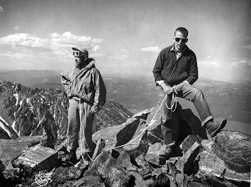 Eagles Rest Peak, Grand Tetons, June 28, 1953: A. E. Creswell, left, and Roald Fryxell