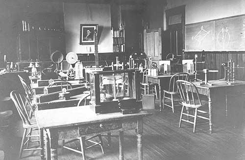Science lab in Old Main, 1890s.