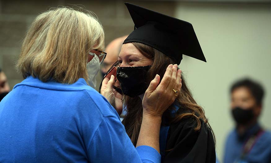 Congratulating student