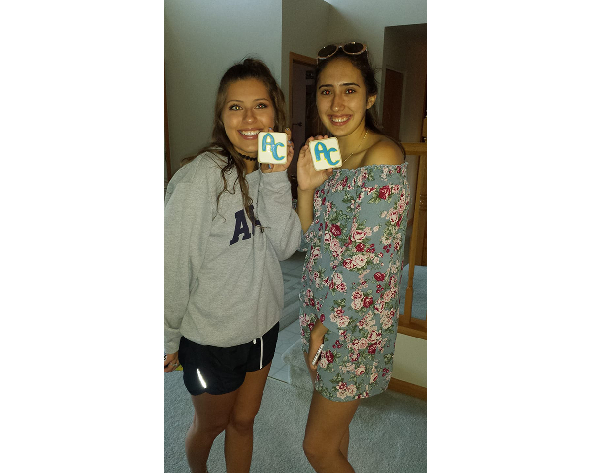 girls with square augie cookies