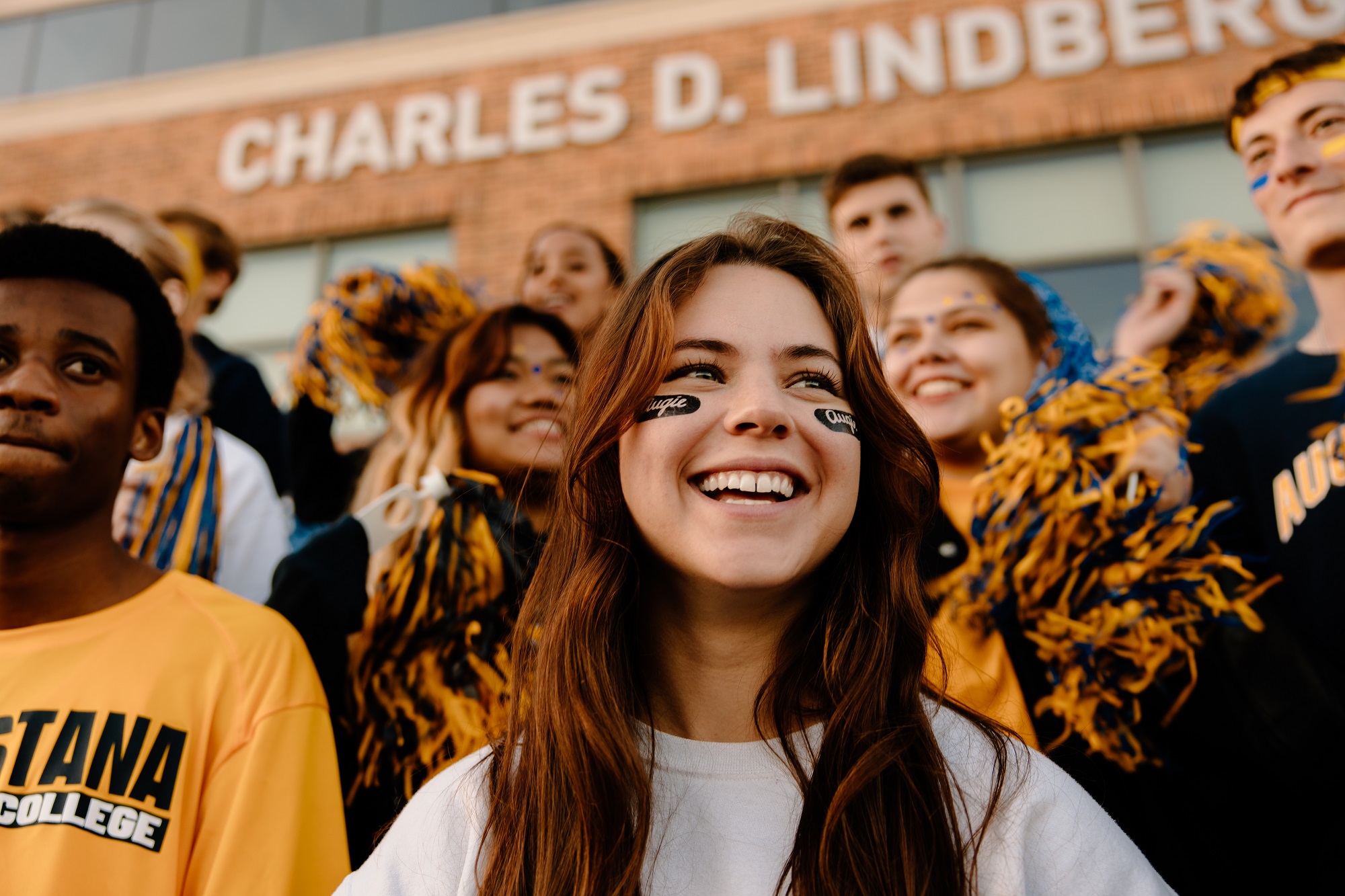 Student at football game