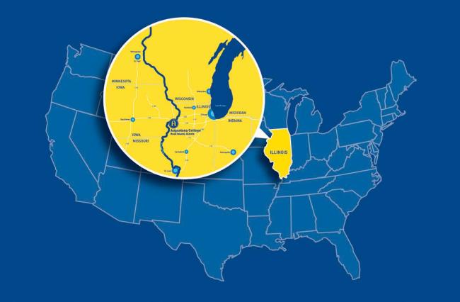 USA map with Augustana