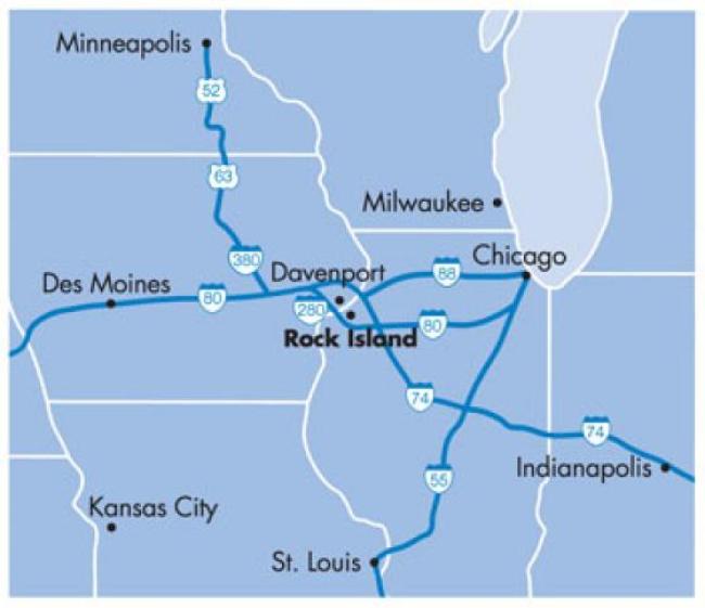 Map of the Quad Cities