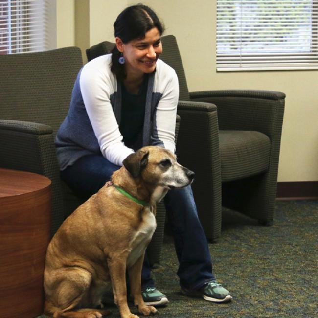 Maria Emerson and Storm the dog