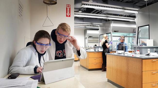 students in chemistry lab