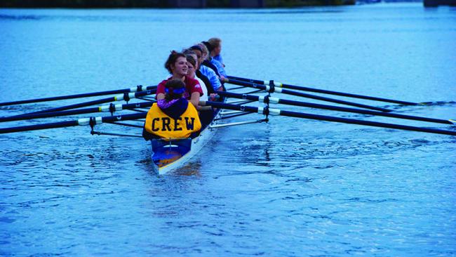 Augustana crew team on the river