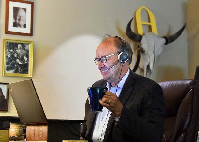 Steve Bahls in his home office.