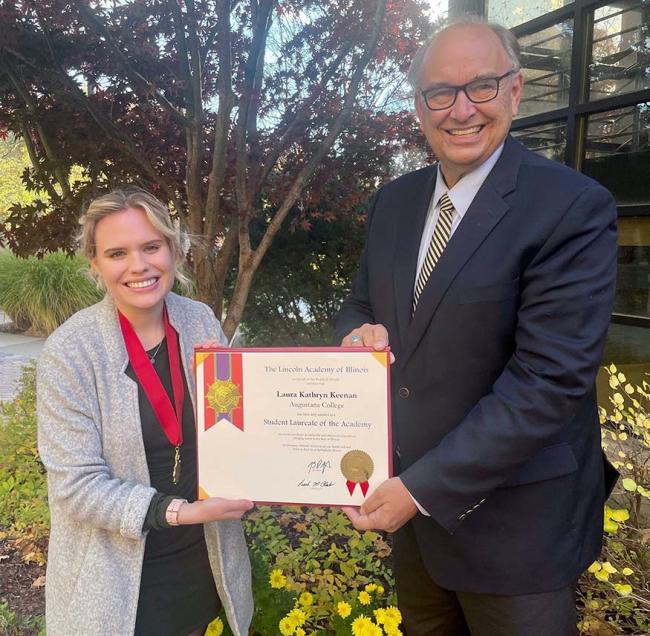 Laura Keenan and President Steve Bahls.