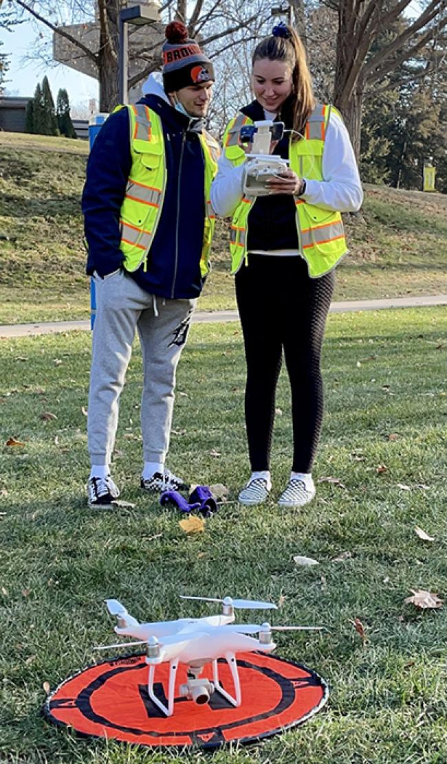 Students with drone