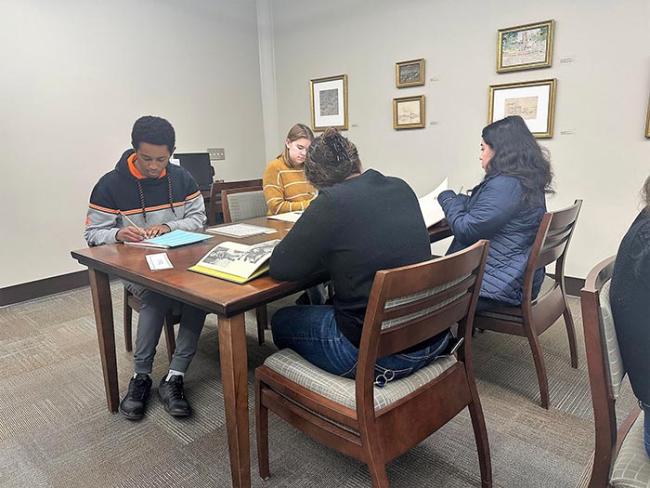 history students researching