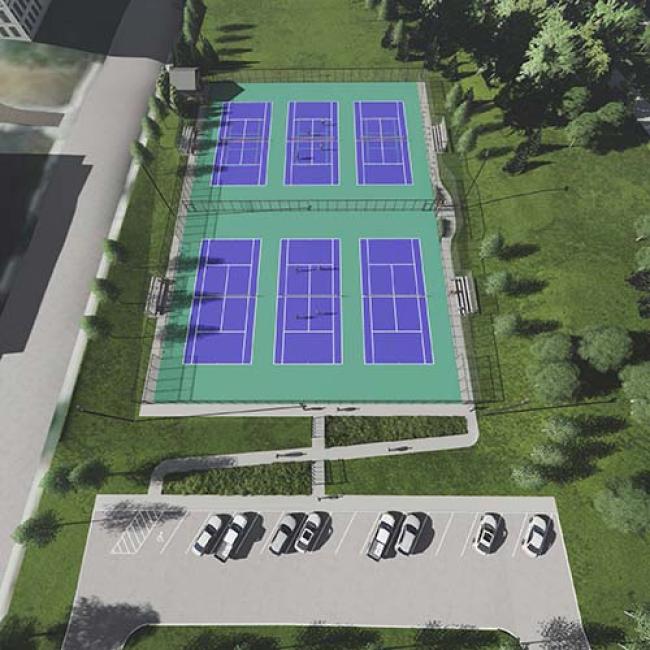 Rendering of tennis court complex