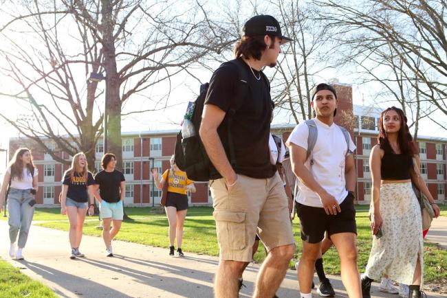 Students talking outside