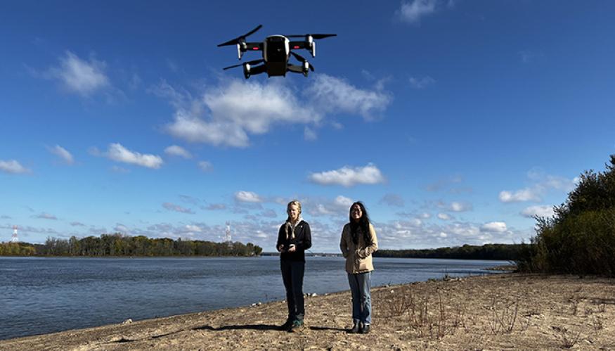 Drone with students