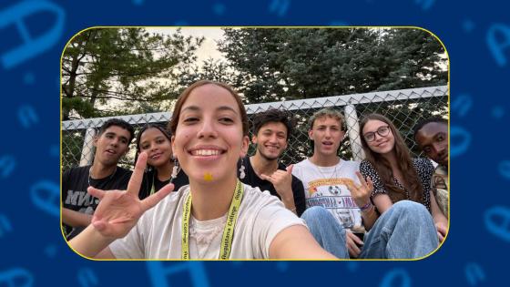 A group of students smiling at the camera