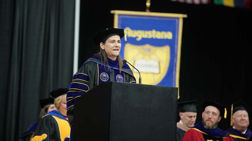 President Andrea Talentino at commencement